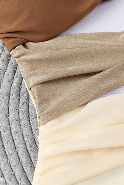 Women One Piece Color Block Cutout Padded Swimsuit Set | ZAKAPOP