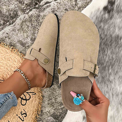 Women's Buckle Strap Flat Mules | ZAKAPOP