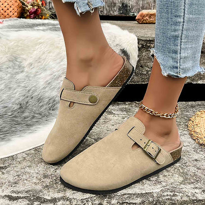 Women's Buckle Strap Flat Mules | ZAKAPOP