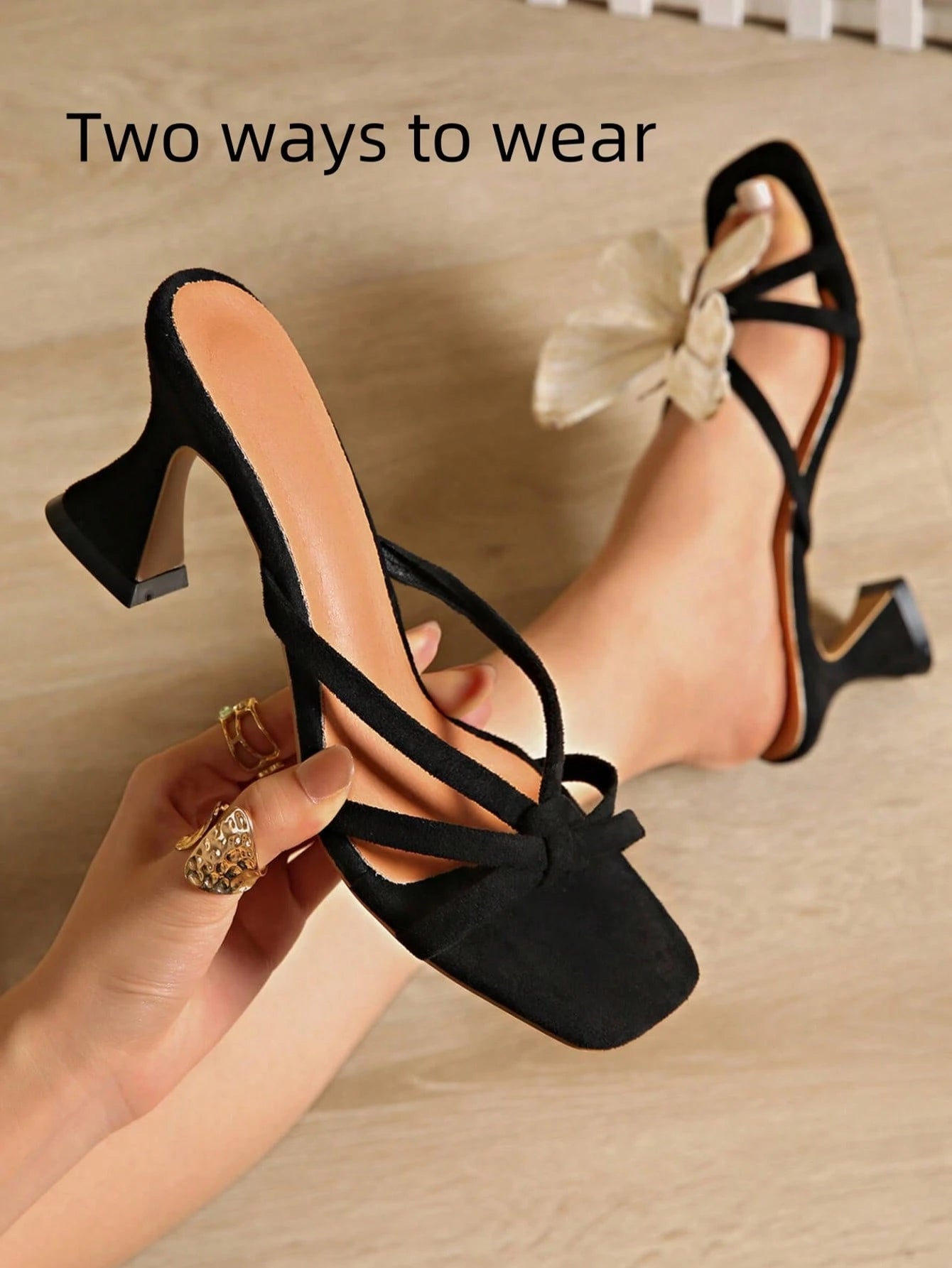 Women's Chic Butterfly Elegant Thick Heel Sandals | ZAKAPOP
