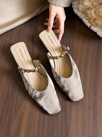 Women's Chic Vintage Square Toe Slip-On Sandals | ZAKAPOP