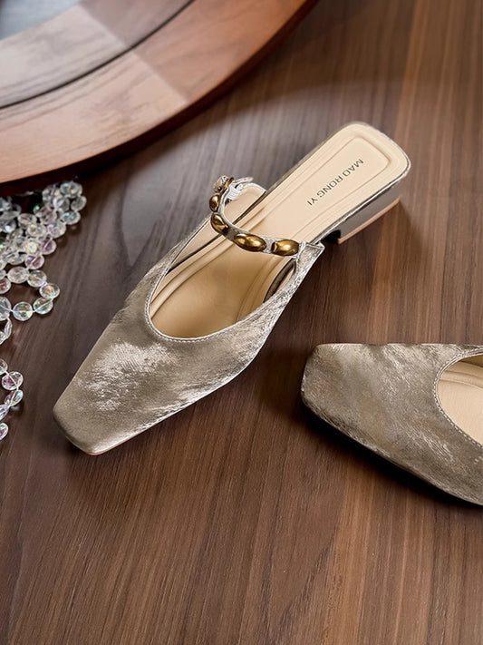 Women's Chic Vintage Square Toe Slip-On Sandals | ZAKAPOP