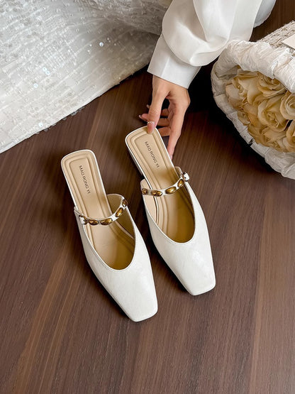 Women's Chic Vintage Square Toe Slip-On Sandals | ZAKAPOP