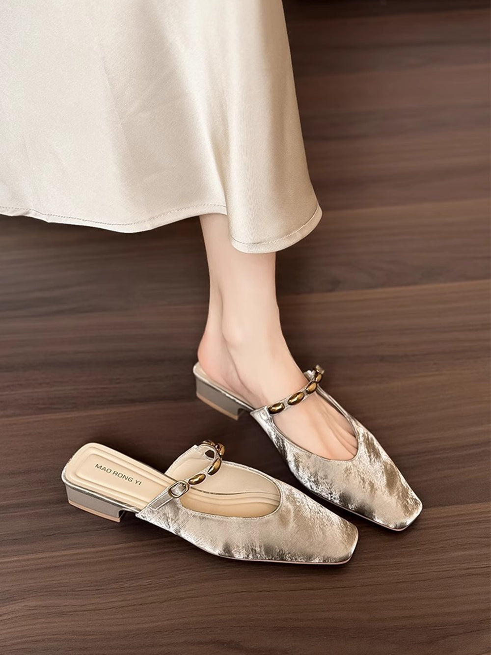 Women's Chic Vintage Square Toe Slip-On Sandals | ZAKAPOP