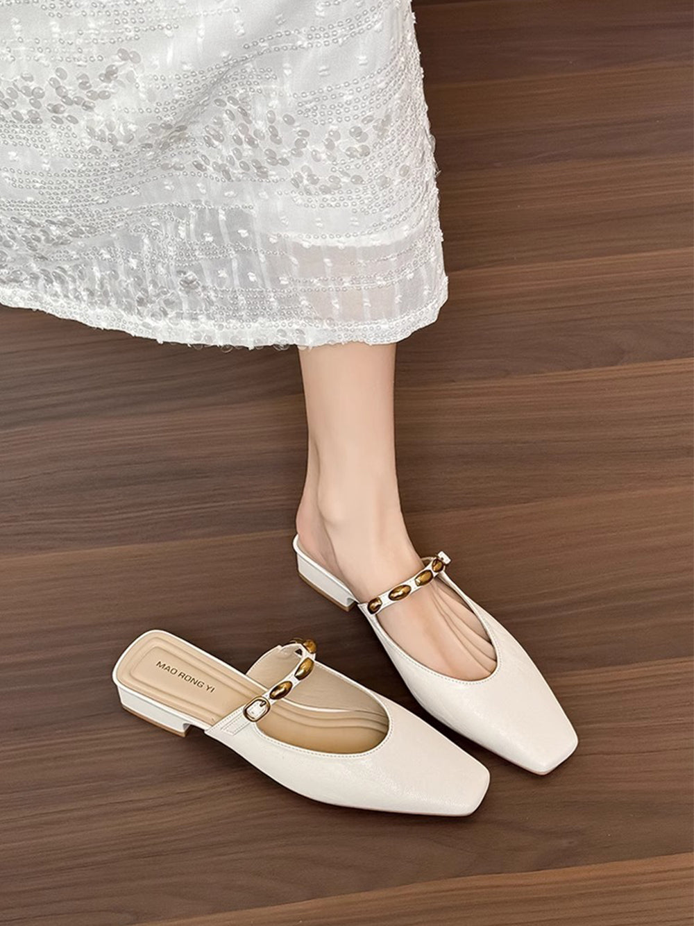 Women's Chic Vintage Square Toe Slip-On Sandals | ZAKAPOP