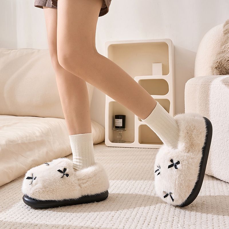Women's Cute Plush Bow Home Slippers | ZAKAPOP