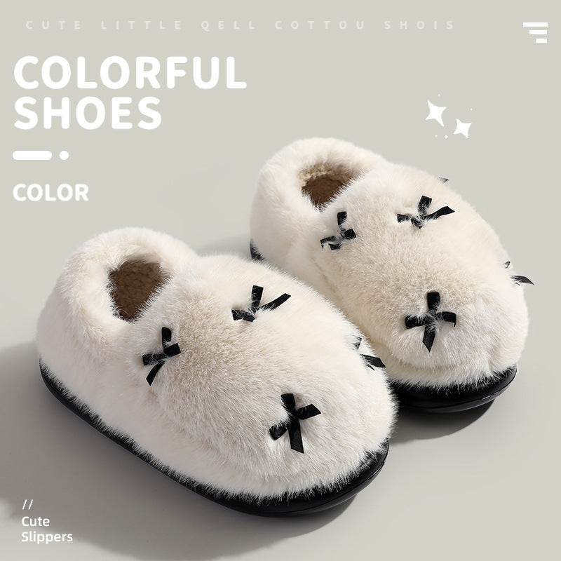 Women's Cute Plush Bow Home Slippers | ZAKAPOP