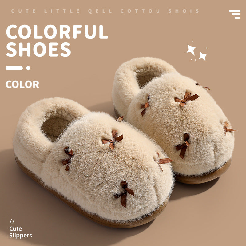 Women's Cute Plush Bow Home Slippers | ZAKAPOP