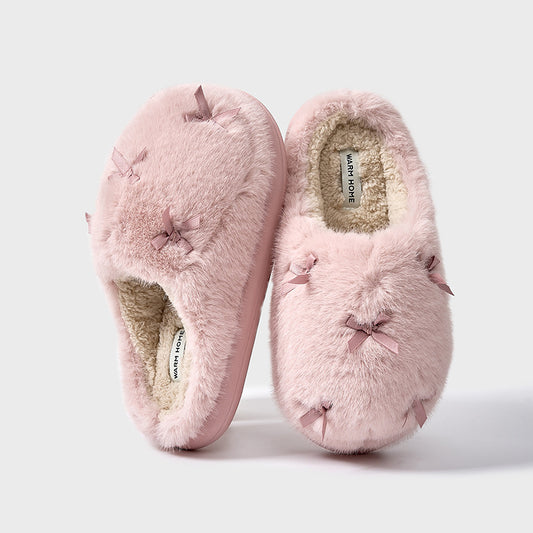 Women's Cute Plush Bow Home Slippers | ZAKAPOP