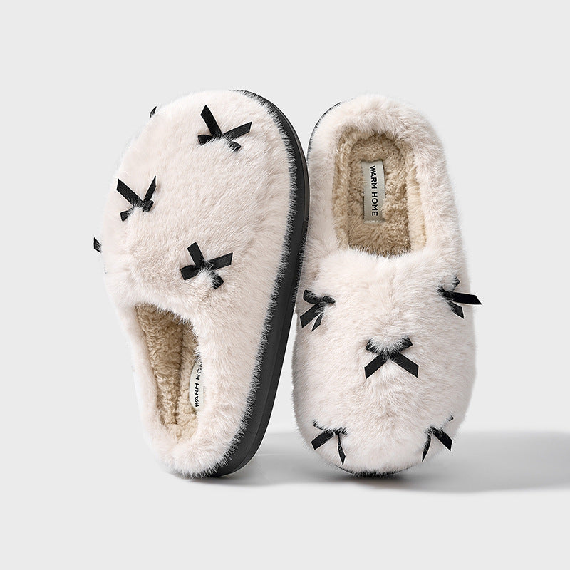 Women's Cute Plush Bow Home Slippers | ZAKAPOP
