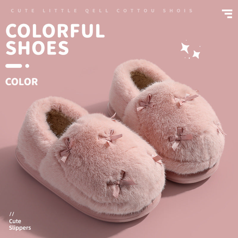 Women's Cute Plush Bow Home Slippers | ZAKAPOP