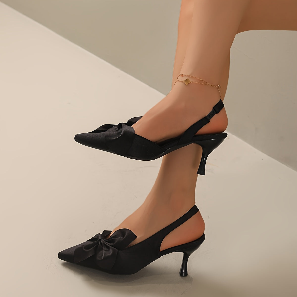 Women's Elegant Satin Bow Flower Detail Peep Toe High Heel Sandals | ZAKAPOP