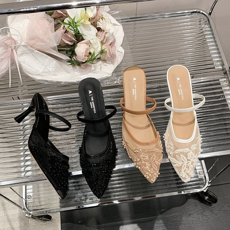 Women's Floral Embroidered Slingback High Heels | ZAKAPOP