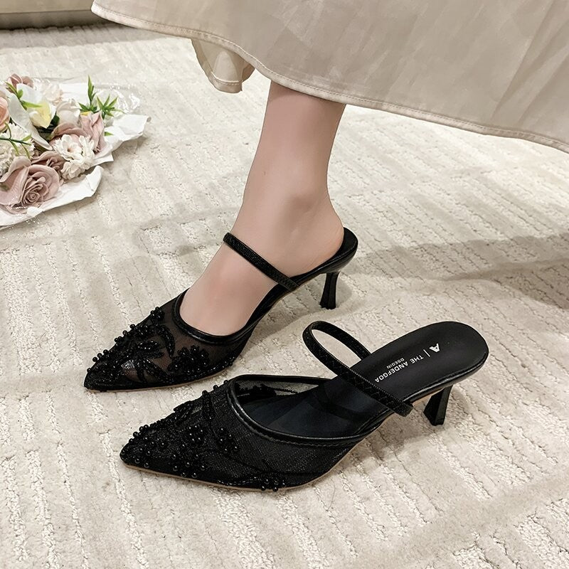 Women's Floral Embroidered Slingback High Heels | ZAKAPOP
