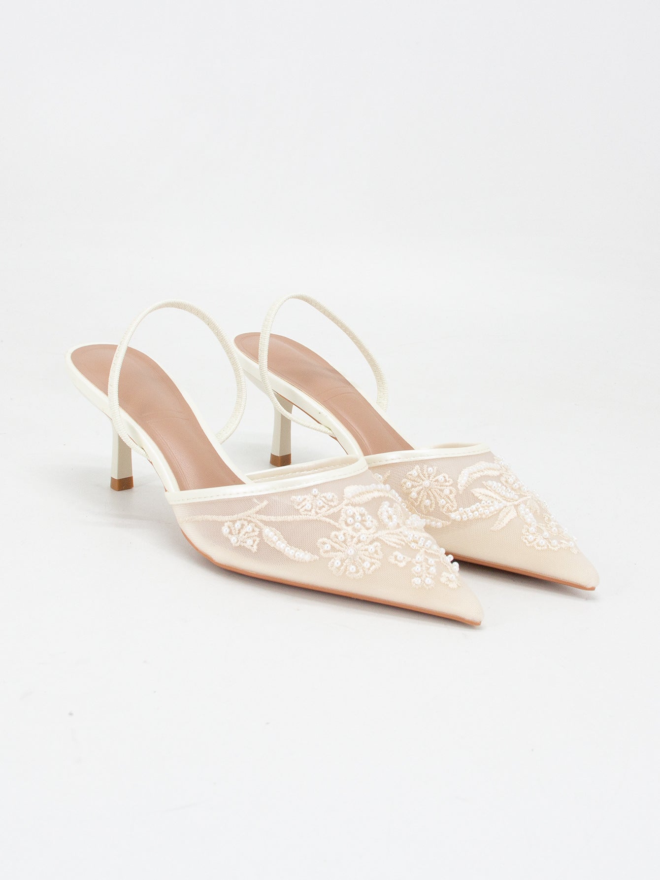 Women's Floral Embroidered Slingback High Heels | ZAKAPOP