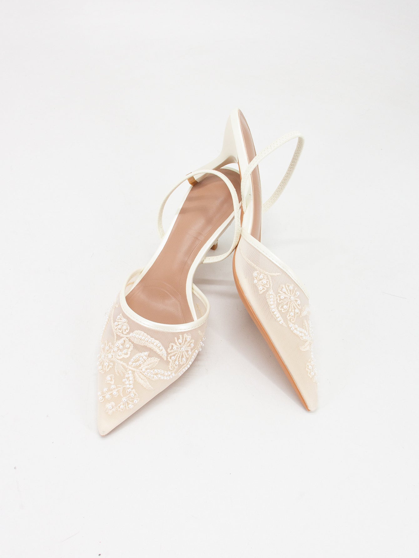 Women's Floral Embroidered Slingback High Heels | ZAKAPOP