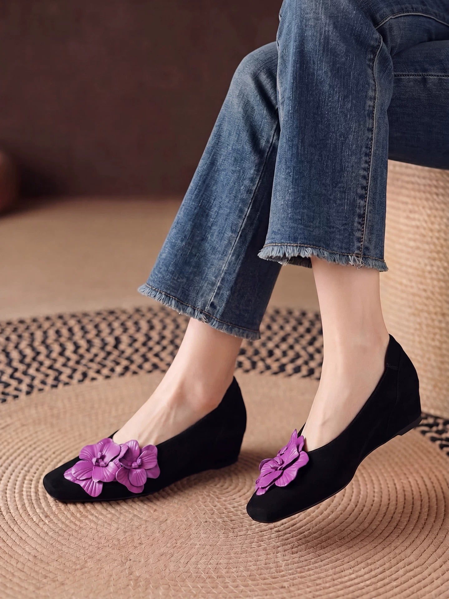 Women's Genuine Leather Vintage Hidden Wedge Flats | ZAKAPOP