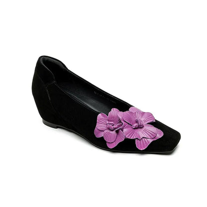Women's Genuine Leather Vintage Hidden Wedge Flats | ZAKAPOP
