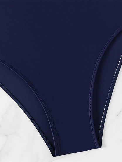 Women's New Solid Color Mesh One-Piece Swimwear | ZAKAPOP