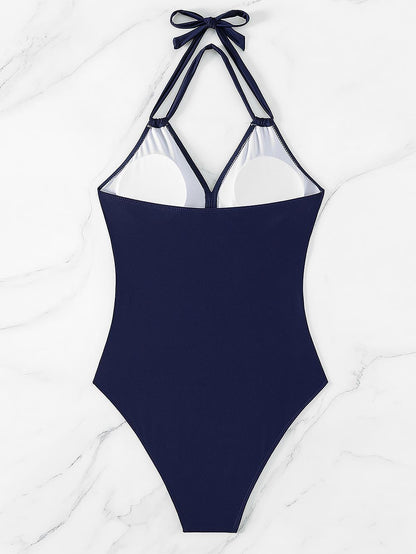 Women's New Solid Color Mesh One-Piece Swimwear | ZAKAPOP