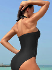 Women's New Solid Color Mesh One-Piece Swimwear | ZAKAPOP
