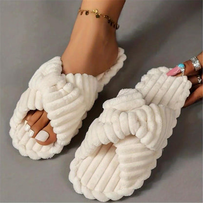 Women's Open Toe Cross Strap Home Slippers | ZAKAPOP