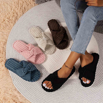 Women's Open Toe Cross Strap Home Slippers | ZAKAPOP