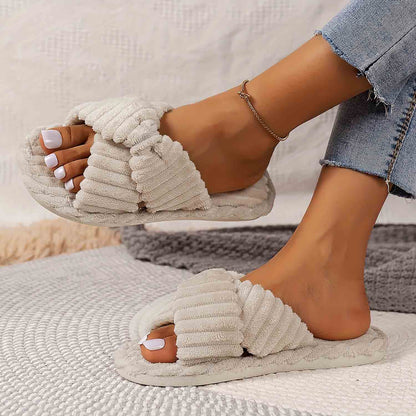 Women's Open Toe Cross Strap Home Slippers | ZAKAPOP
