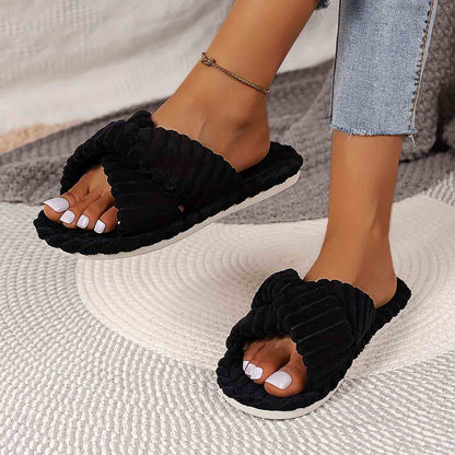 Women's Open Toe Cross Strap Home Slippers | ZAKAPOP