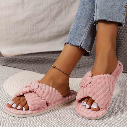 Women's Open Toe Cross Strap Home Slippers | ZAKAPOP