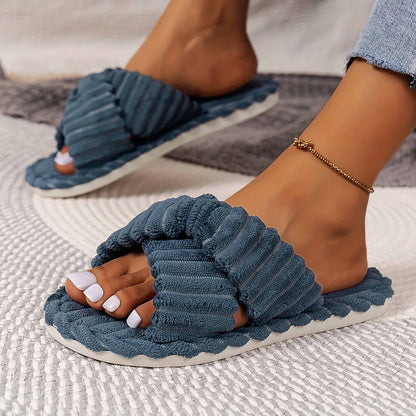 Women's Open Toe Cross Strap Home Slippers | ZAKAPOP