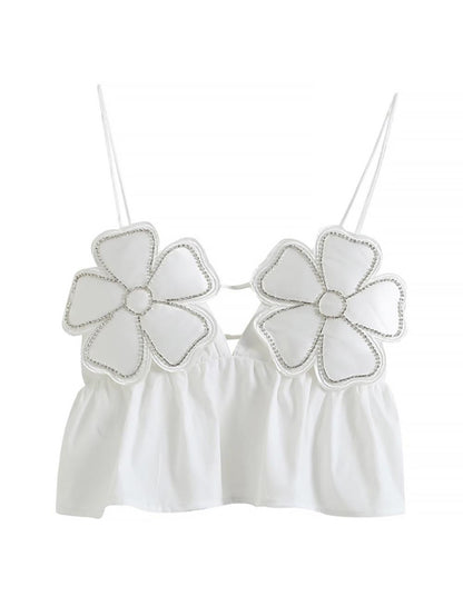 Women's Sexy Floral Decorative Crop Top | ZAKAPOP