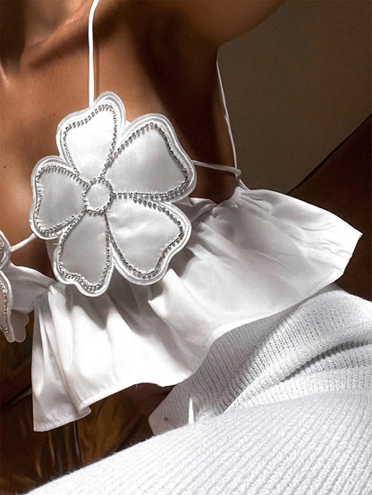 Women's Sexy Floral Decorative Crop Top | ZAKAPOP