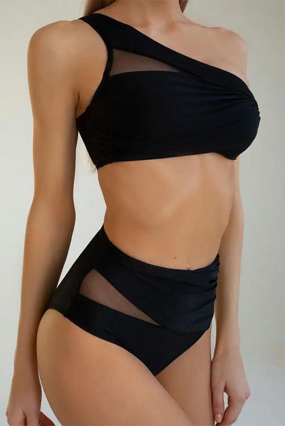 Women's Sexy Mesh One-Shoulder Bikini Swimsuit | ZAKAPOP