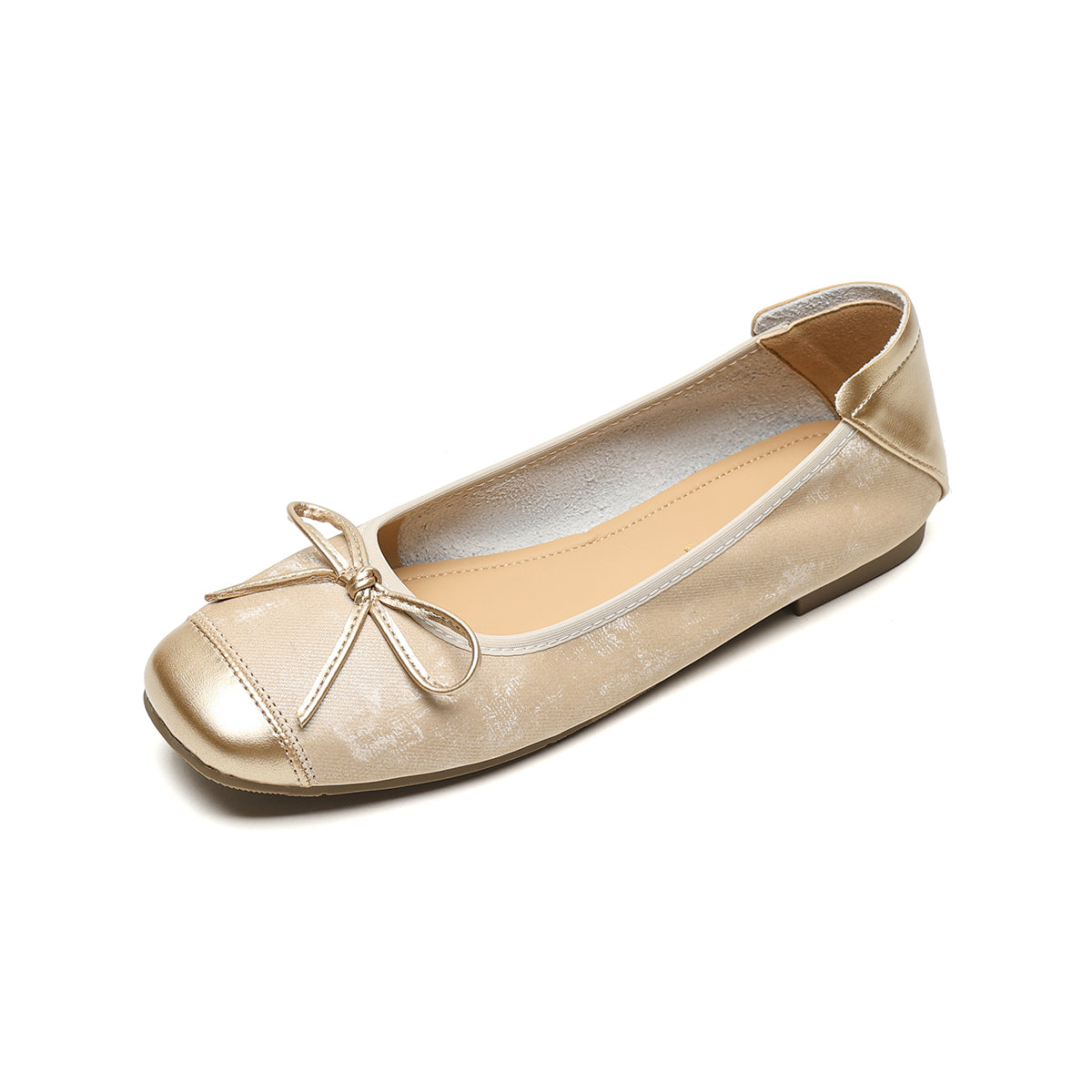 Women’s Silver Pointed-Toe Flat Bow Ballet Flats | ZAKAPOP