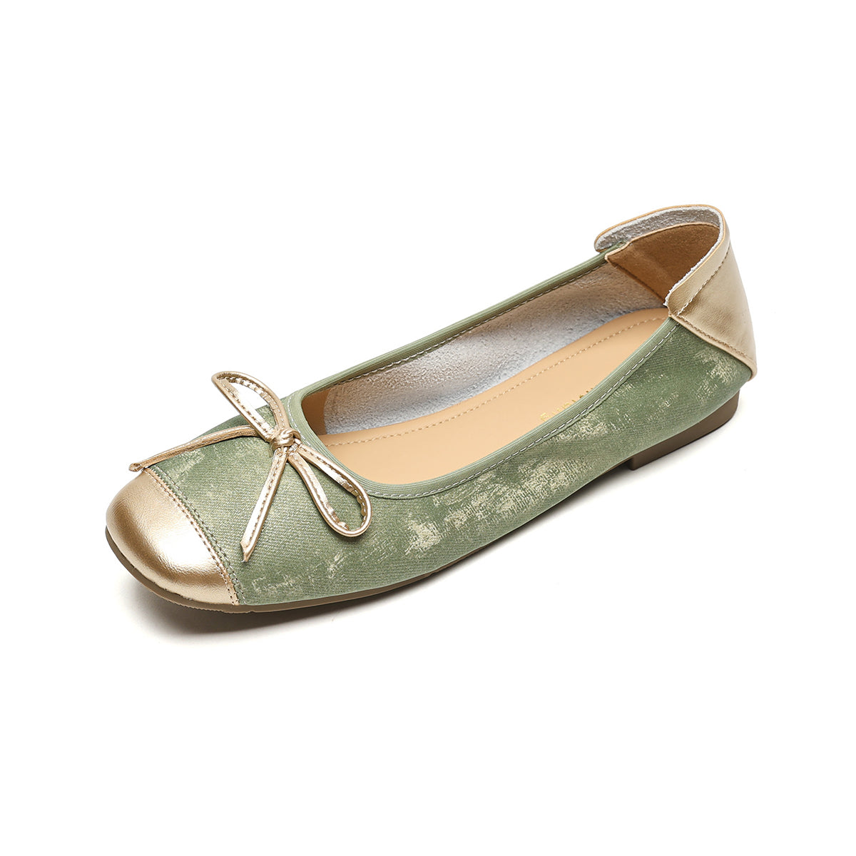 Women’s Silver Pointed-Toe Flat Bow Ballet Flats | ZAKAPOP