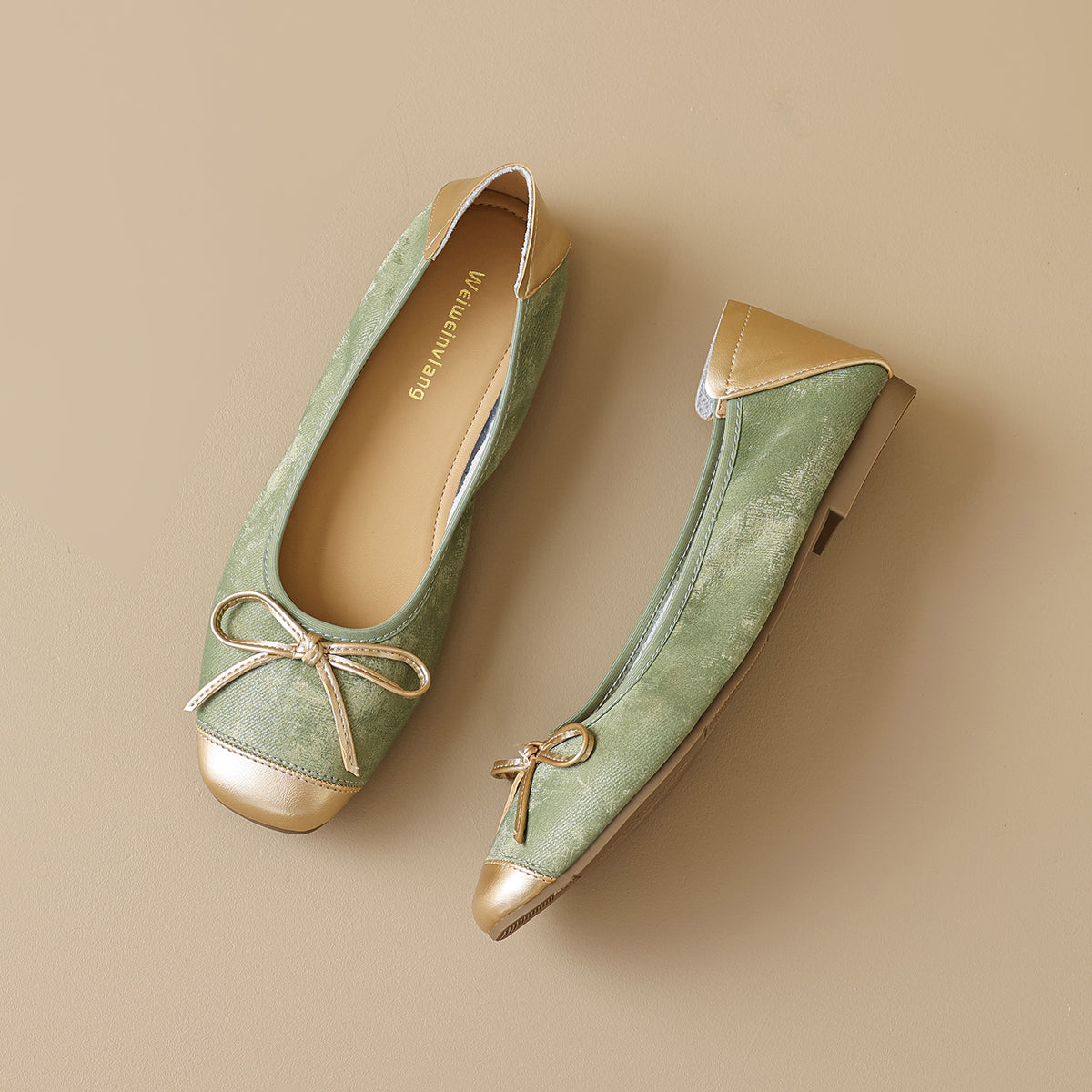 Women’s Silver Pointed-Toe Flat Bow Ballet Flats | ZAKAPOP