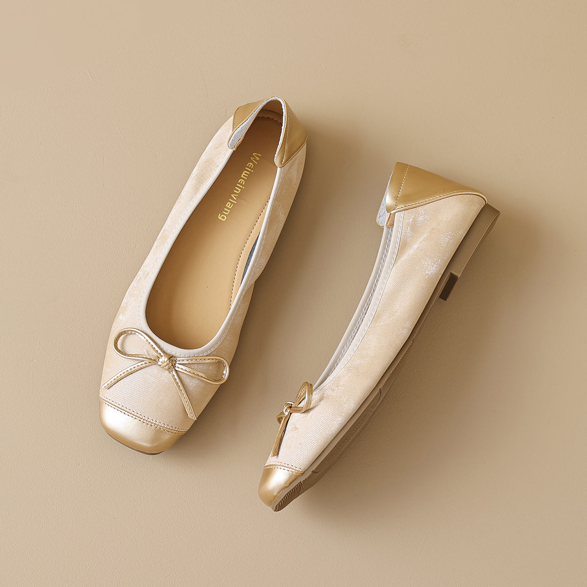 Women’s Silver Pointed-Toe Flat Bow Ballet Flats | ZAKAPOP