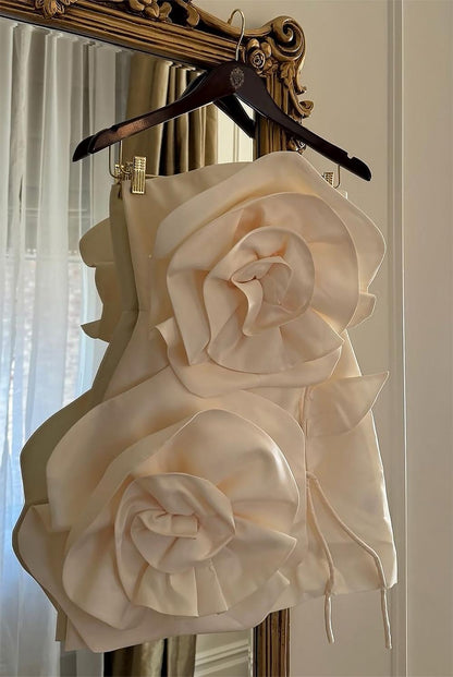 Sexy Floral Embellished Strapless Off-Shoulder Mini Dress | ZAKAPOP
