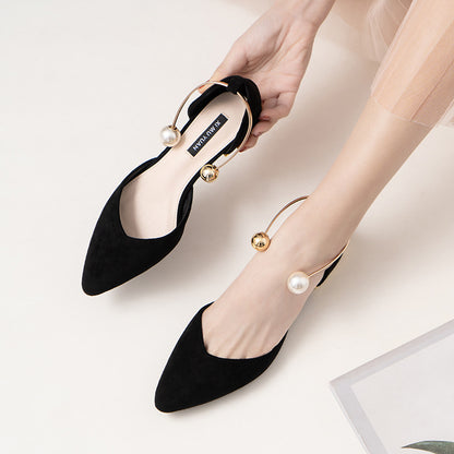 Women's Elegant Pearl Decor Point Toe Flats | ZAKAPOP