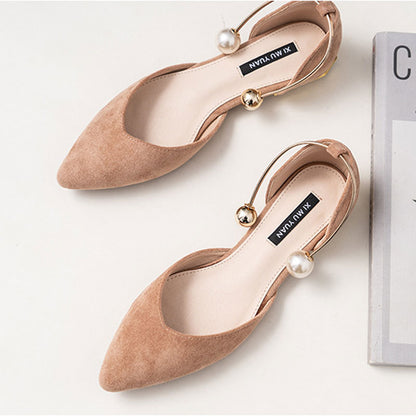 Women's Elegant Pearl Decor Point Toe Flats | ZAKAPOP