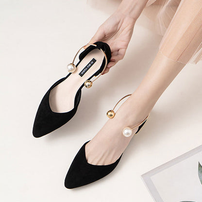 Women's Elegant Pearl Decor Point Toe Flats | ZAKAPOP