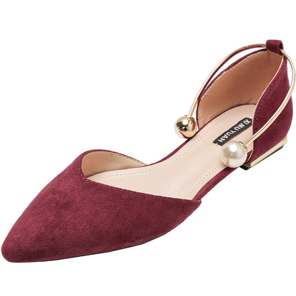 Women's Elegant Pearl Decor Point Toe Flats | ZAKAPOP