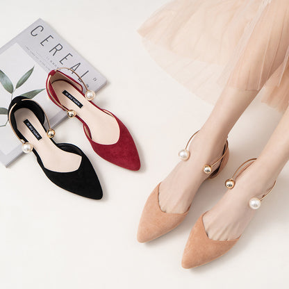 Women's Elegant Pearl Decor Point Toe Flats | ZAKAPOP
