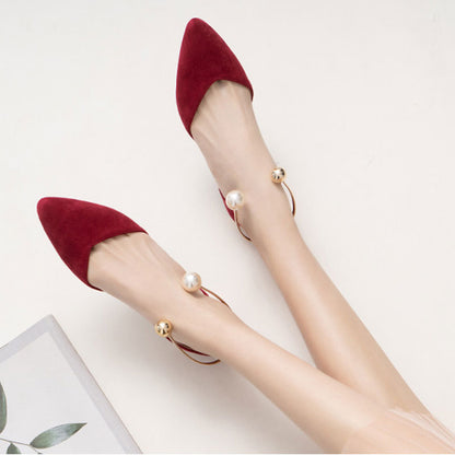 Women's Elegant Pearl Decor Point Toe Flats | ZAKAPOP