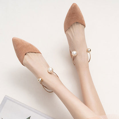 Women's Elegant Pearl Decor Point Toe Flats | ZAKAPOP