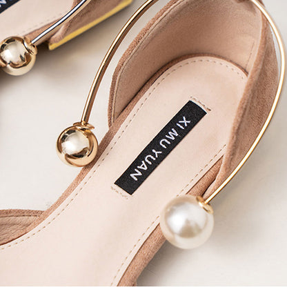 Women's Elegant Pearl Decor Point Toe Flats | ZAKAPOP