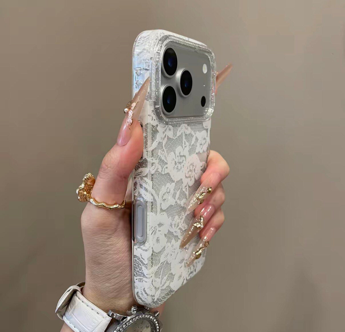 Y2K Chic Lace Pattern Clear Phone Case for iPhone | ZAKAPOP