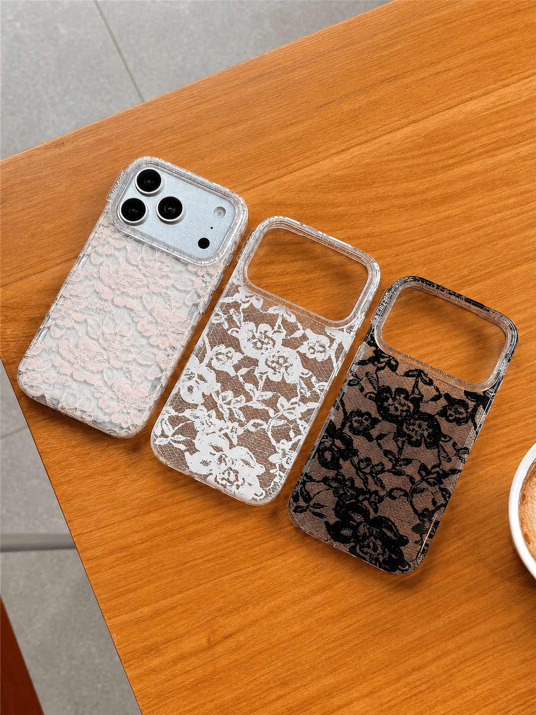 Y2K Chic Lace Pattern Clear Phone Case for iPhone | ZAKAPOP