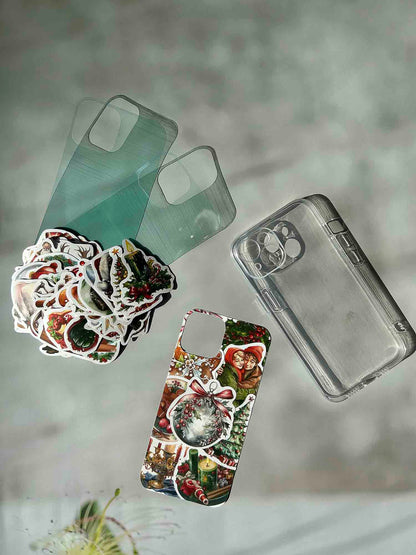 ZAKAPOP's Vintage Christmas Scene Decor Sticker DIY Phone Case